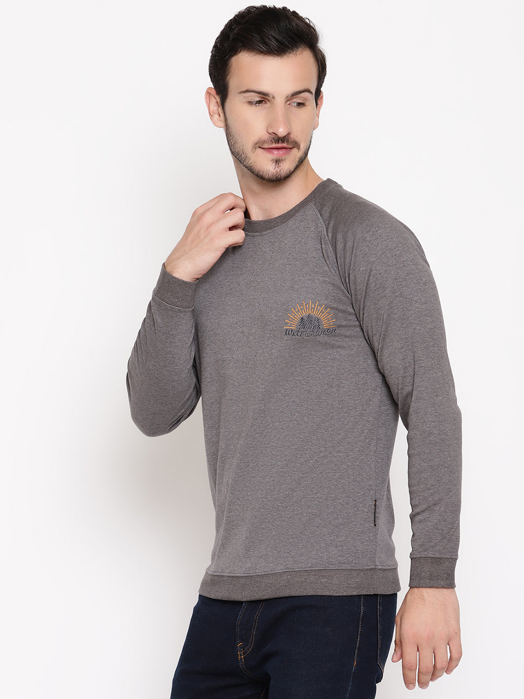 Wolfpack Men Wanderer Grey Solid Sweatshirt Wolfpack