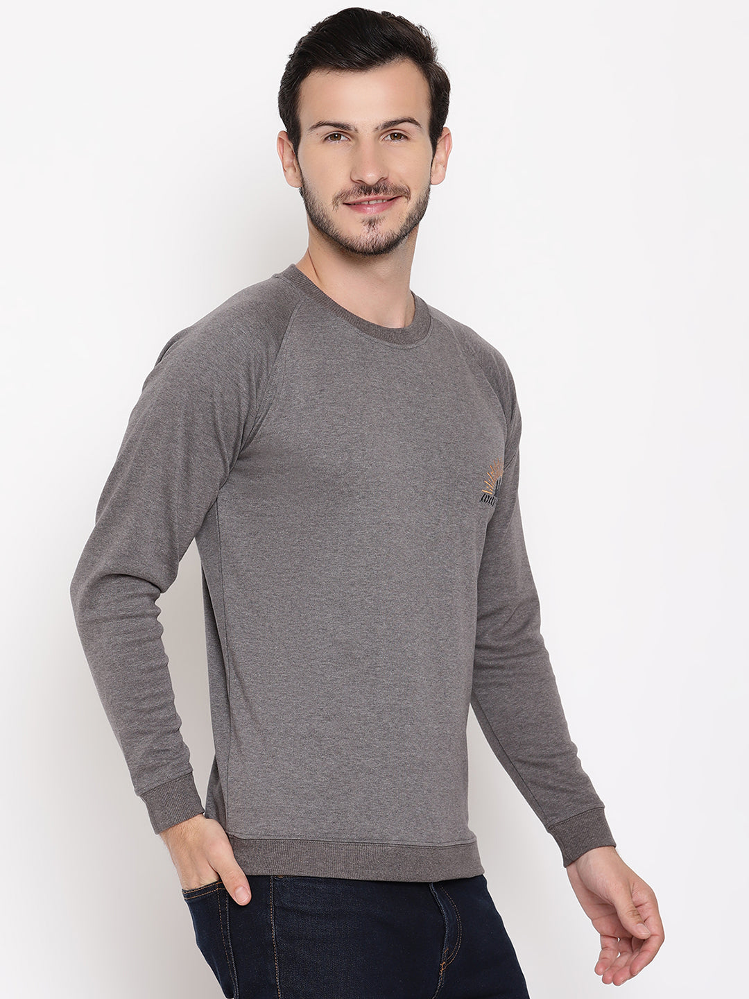 Wolfpack Men Wanderer Grey Solid Sweatshirt Wolfpack