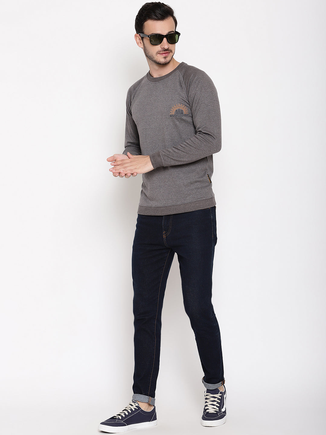 Wolfpack Men Wanderer Grey Solid Sweatshirt Wolfpack