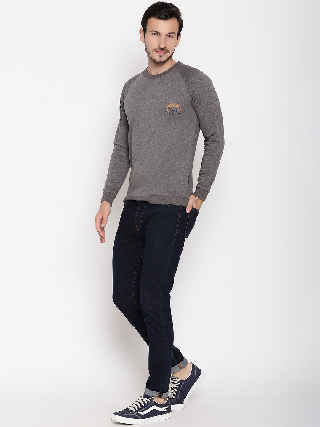 Wolfpack Men Wanderer Grey Solid Sweatshirt Wolfpack