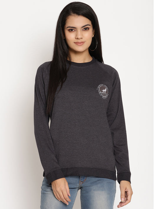 Women Wild Journey Black Solid Sweatshirt Wolfpack