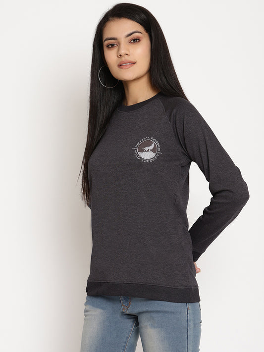 Women Wild Journey Black Solid Sweatshirt Wolfpack