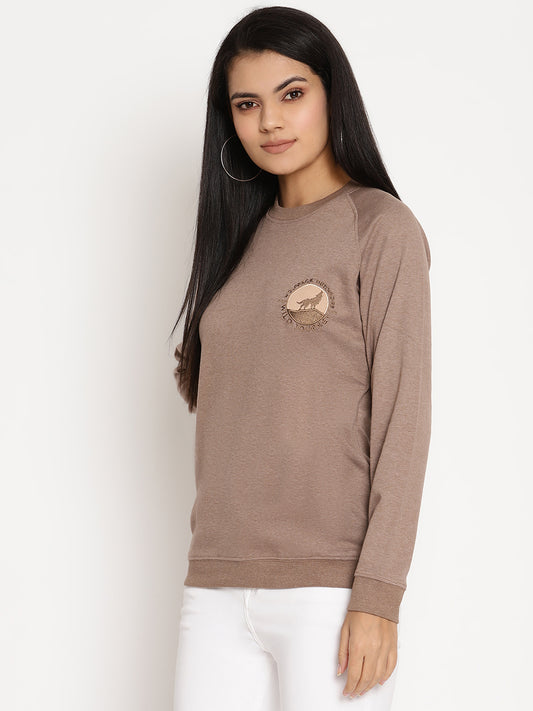 Women Wild Journey Brown Solid Sweatshirt Wolfpack