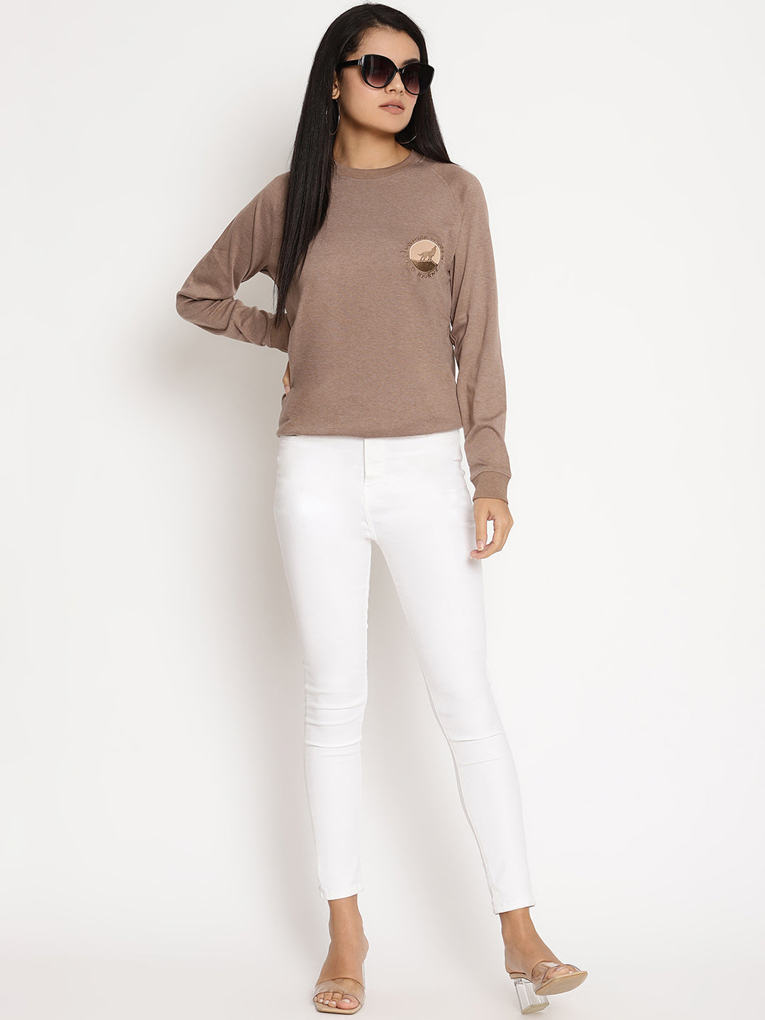 Women Wild Journey Brown Solid Sweatshirt Wolfpack