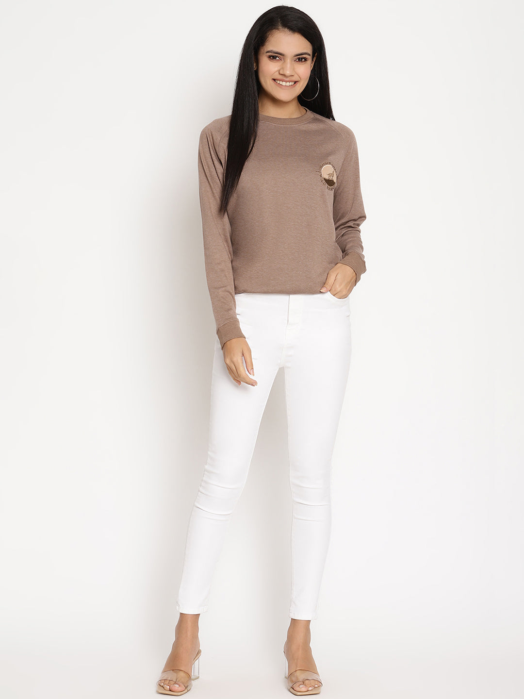 Women Wild Journey Brown Solid Sweatshirt Wolfpack
