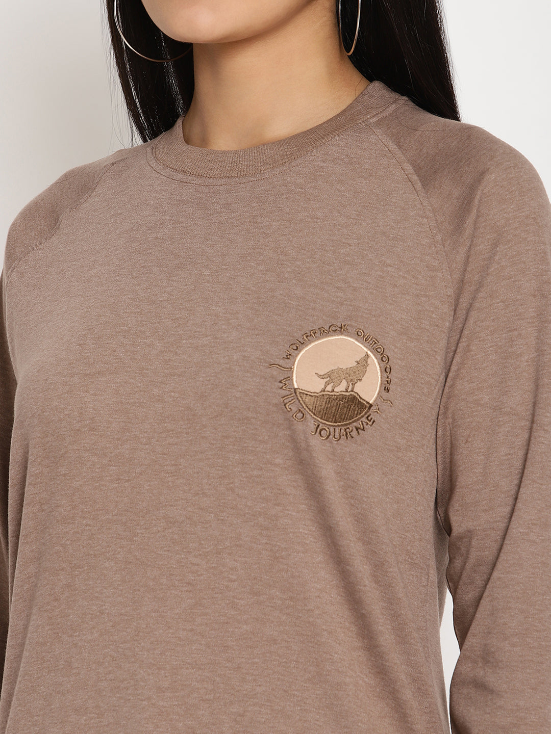 Women Wild Journey Brown Solid Sweatshirt Wolfpack