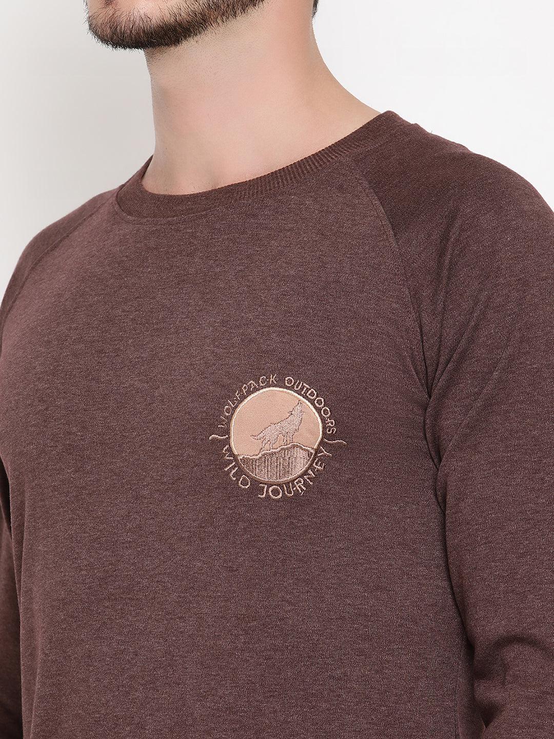 Wolfpack Men Wild Journey Burgundy Solid Sweatshirt