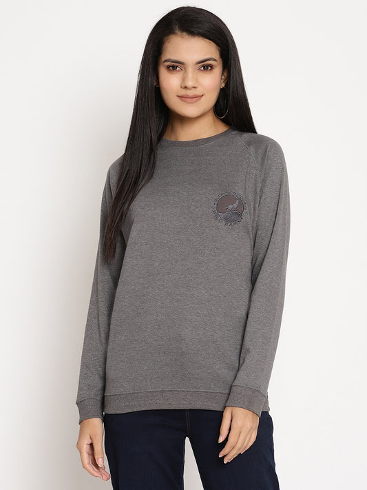 Women Wild Journey Grey Solid Sweatshirt Wolfpack