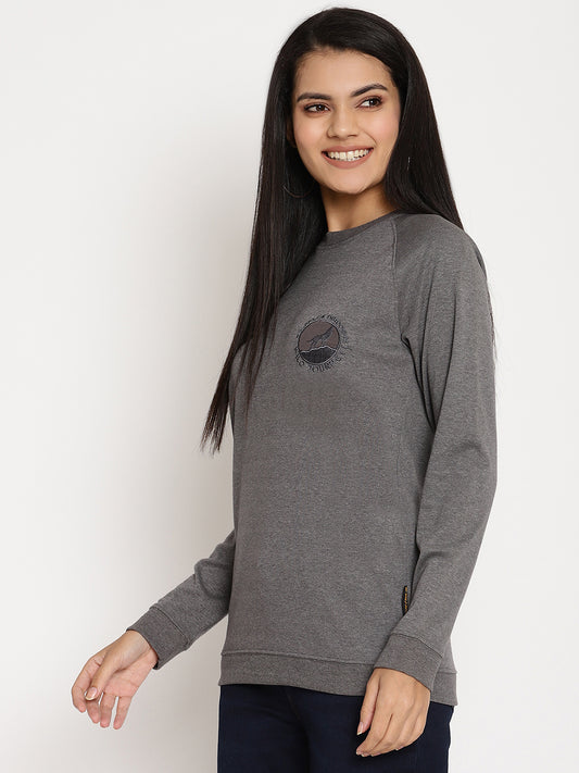 Women Wild Journey Grey Solid Sweatshirt Wolfpack