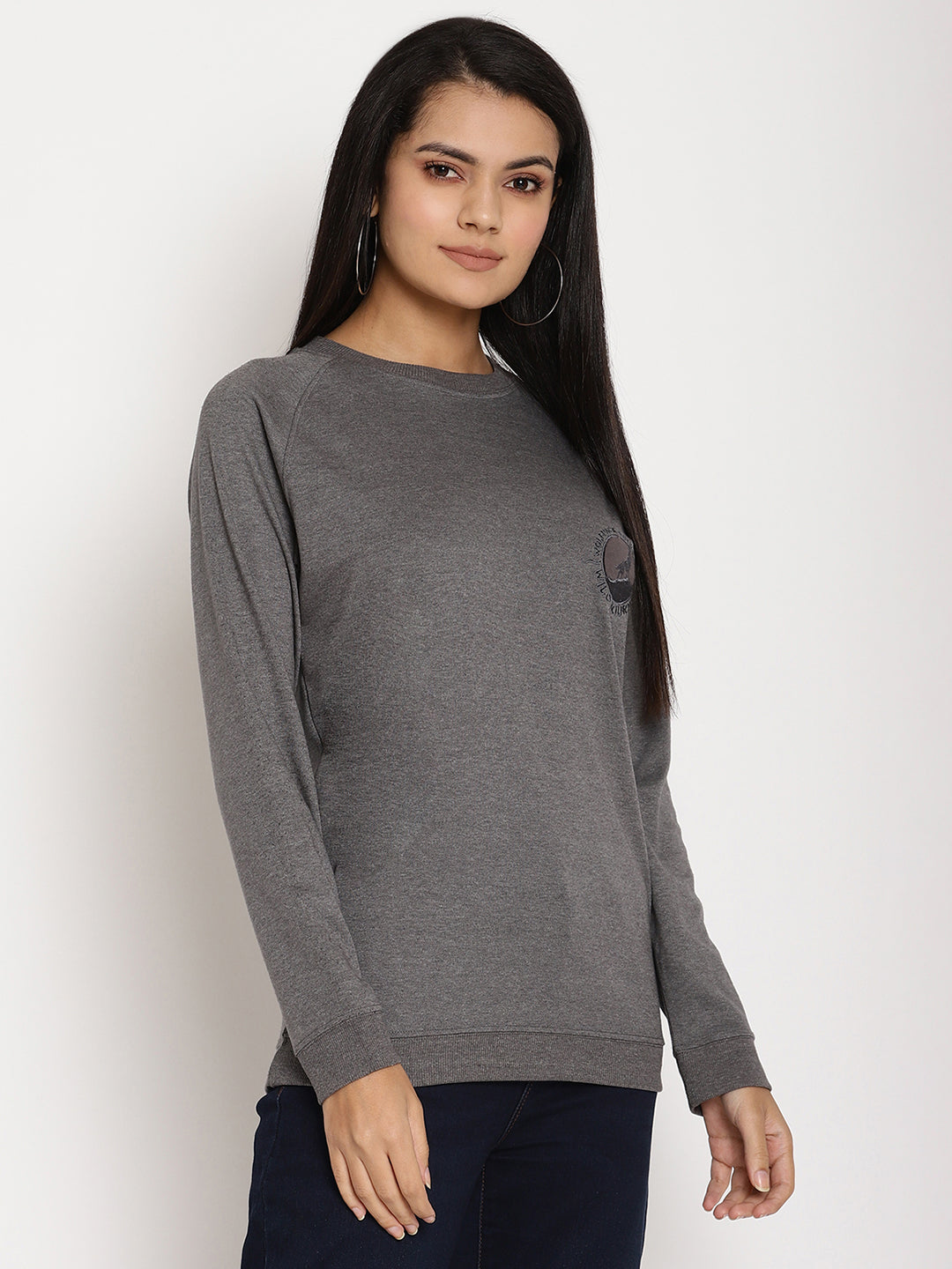Women Wild Journey Grey Solid Sweatshirt Wolfpack