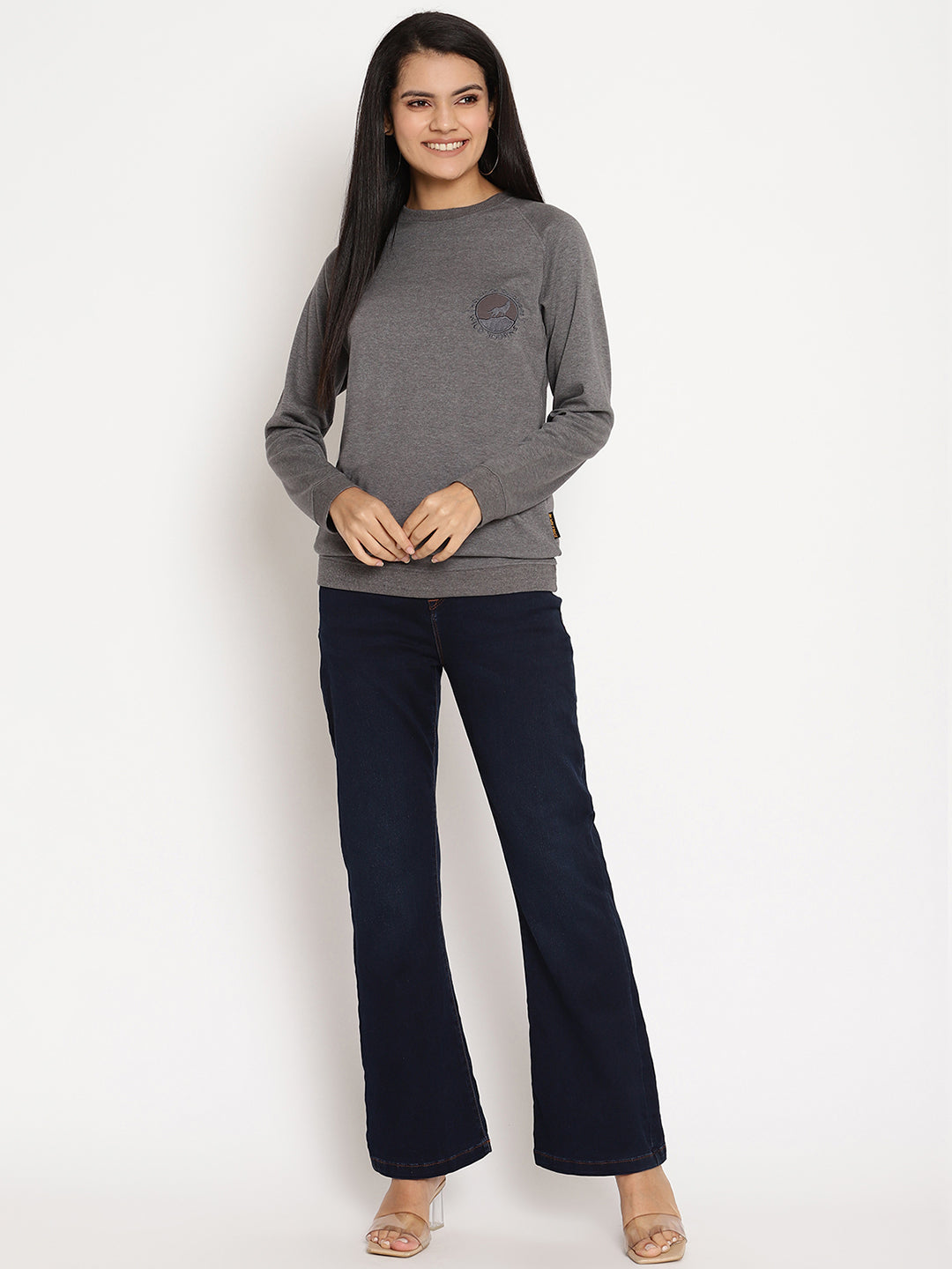 Women Wild Journey Grey Solid Sweatshirt Wolfpack