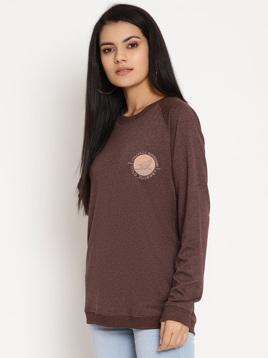 Women Wild Journey Burgundy Solid Sweatshirt Wolfpack
