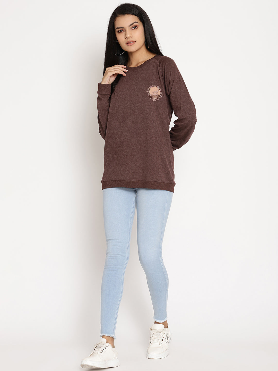 Women Wild Journey Burgundy Solid Sweatshirt Wolfpack