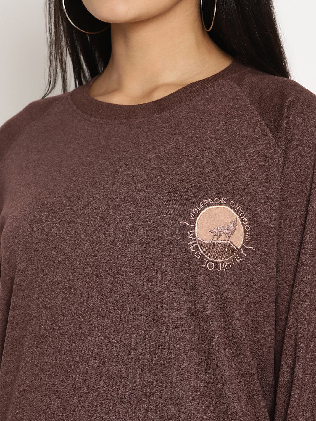 Women Wild Journey Burgundy Solid Sweatshirt Wolfpack