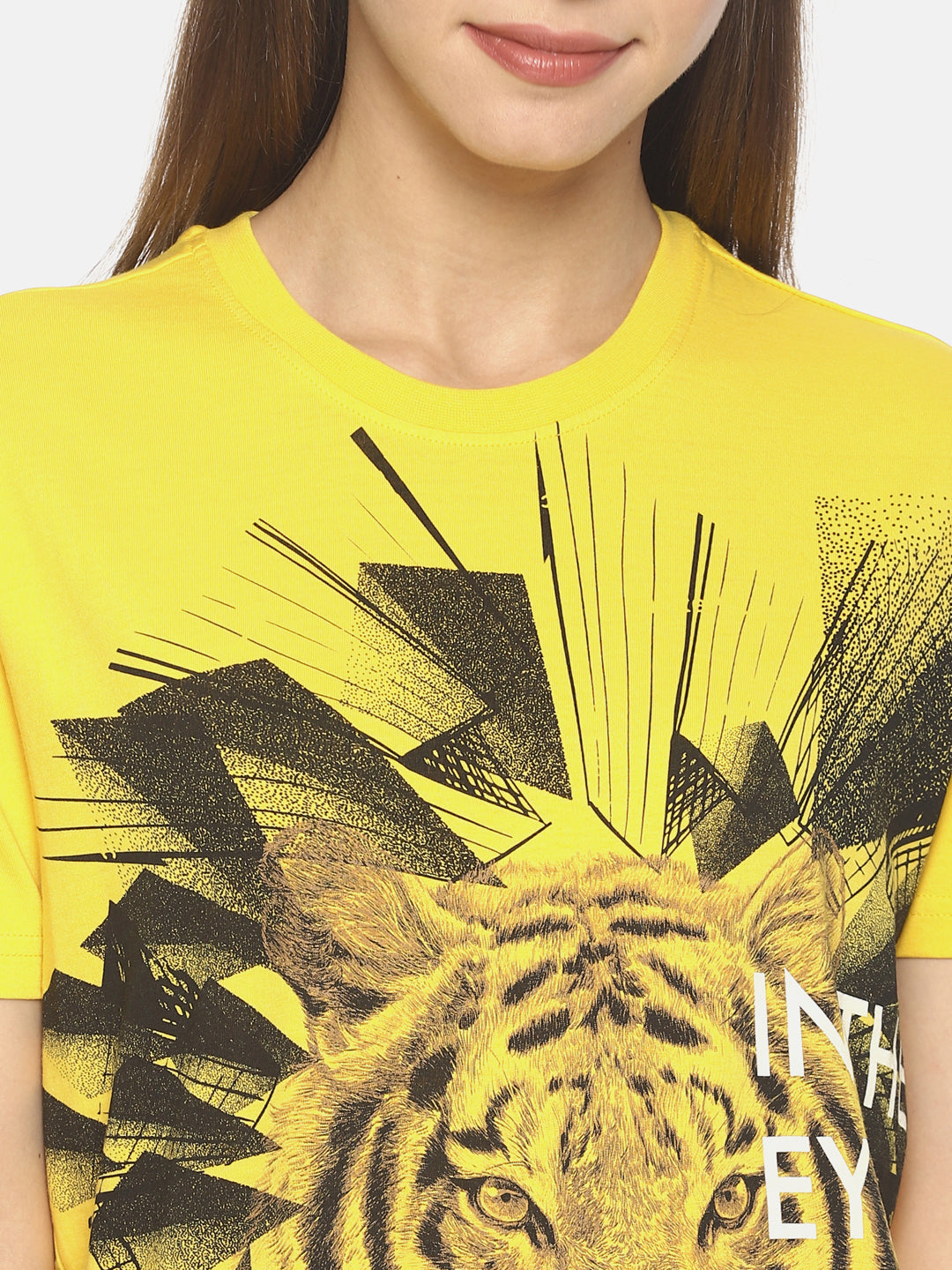 Wolfpack Tiger 3D Yellow Printed Women T-Shirt Wolfpack