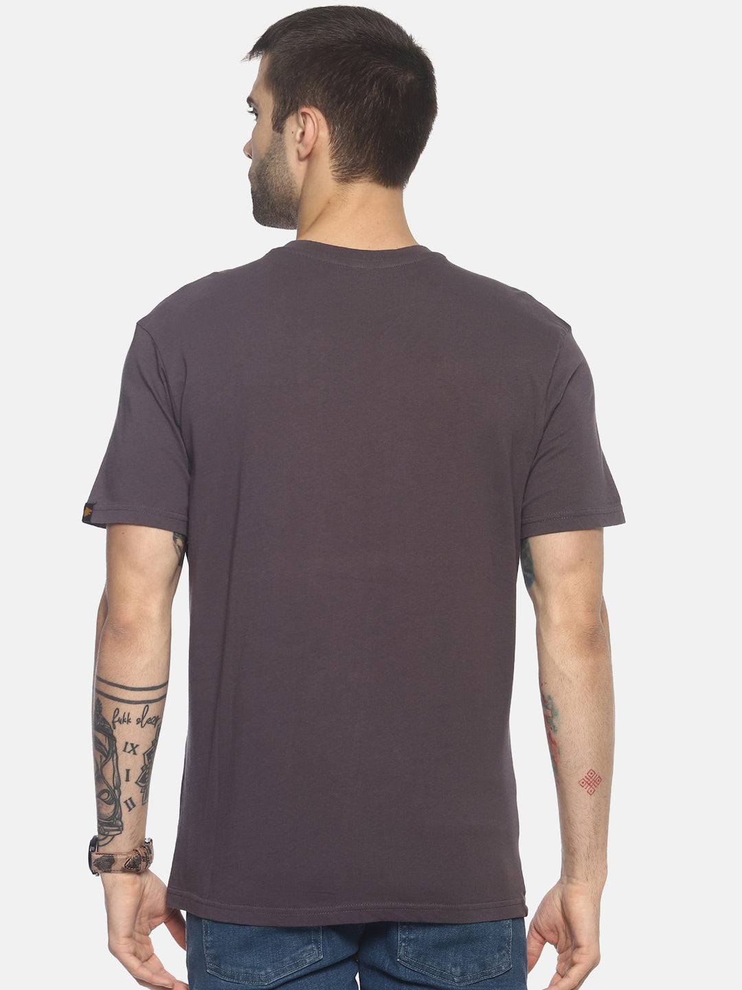 Tiger Eyes With Leaves Dark Grey Printed Men T-Shirt Wolfpack