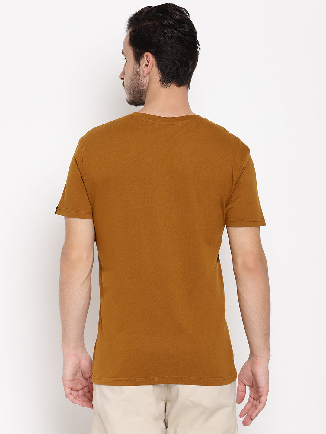 Tiger Eyes with Leaves Golden Brown Printed Men T-Shirt Wolfpack