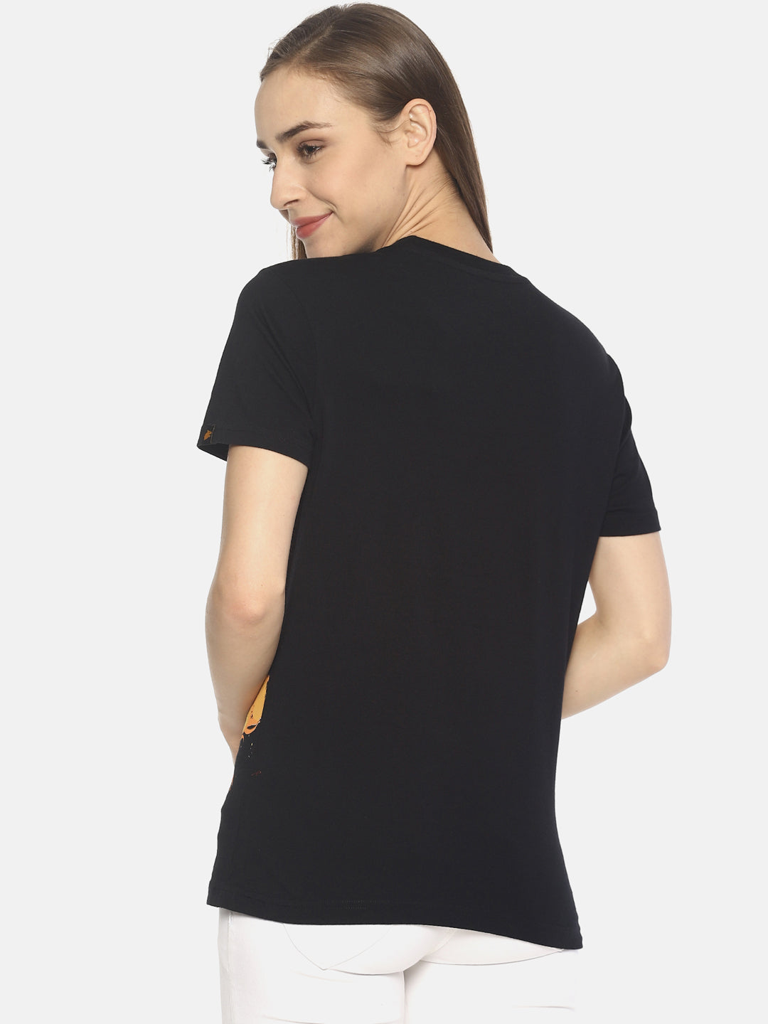 Wolfpack Tiger Forest Fire Black Printed Women T-Shirt