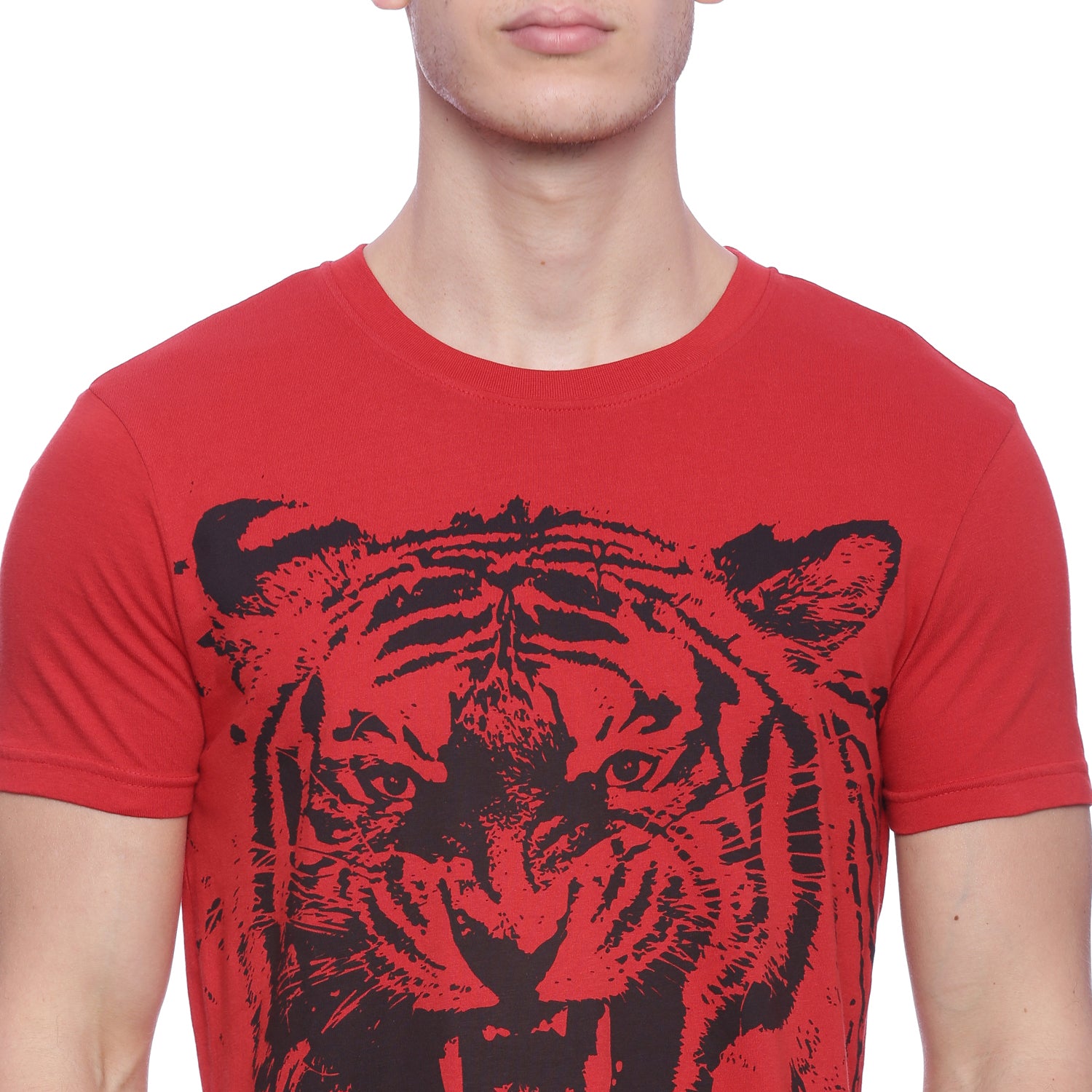 Tiger Graphic Red Printed Men T-Shirt Wolfpack