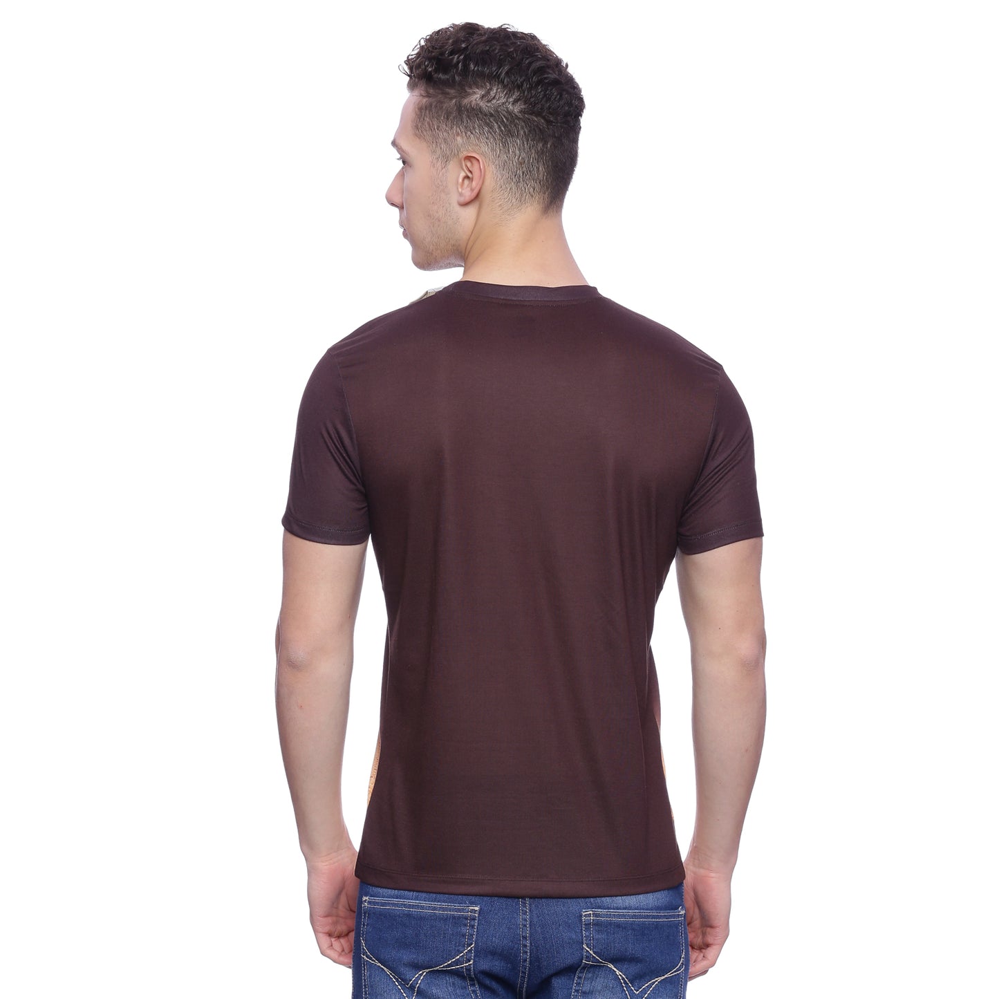 Tiger Head Brown Polyester Printed Men T-Shirt Wolfpack