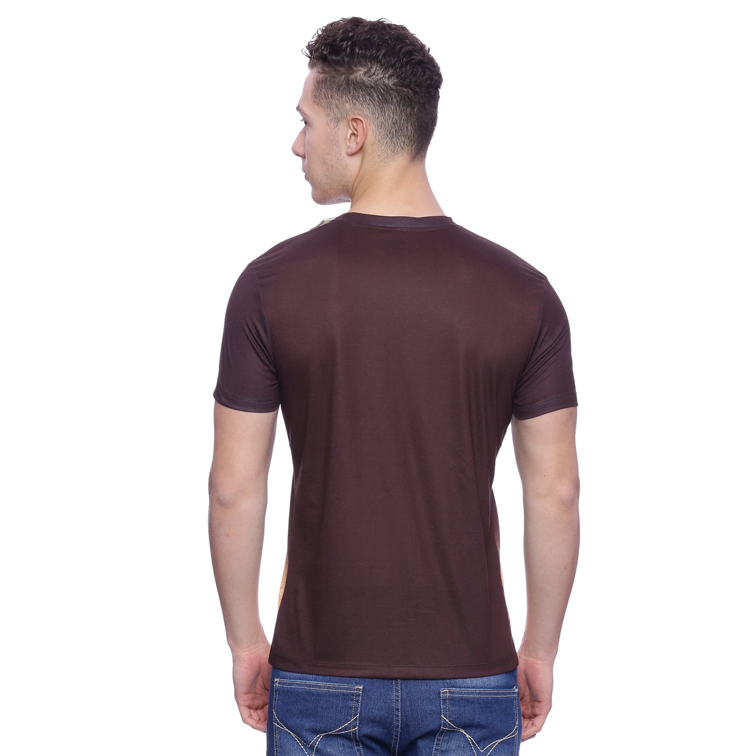 Tiger Head Brown Polyester Printed Men T-Shirt Wolfpack