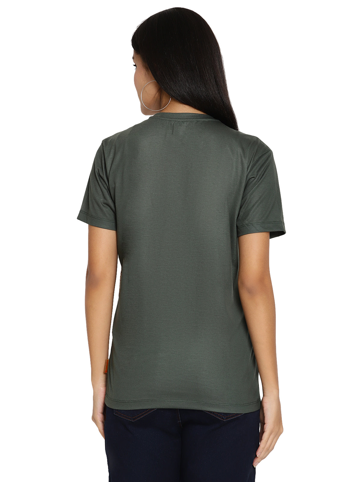 Wolfpack Tiger Side Green Printed Women T-Shirt