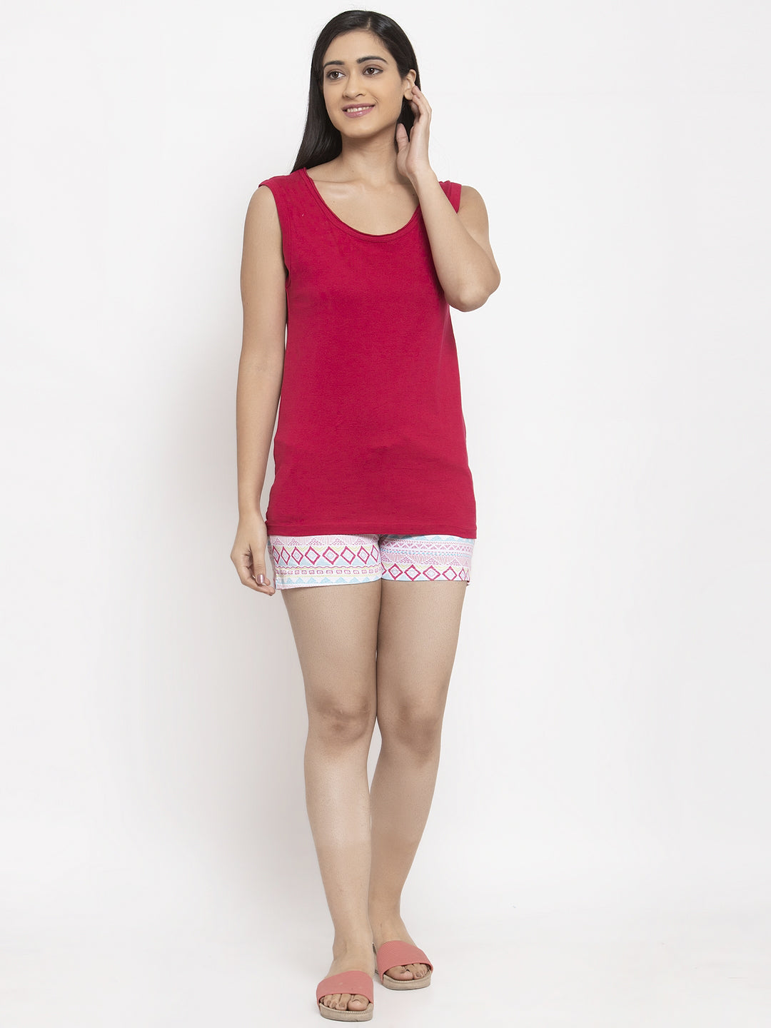 Wolfpack Women Pink Top & Shorts Night Suit Wolfpack