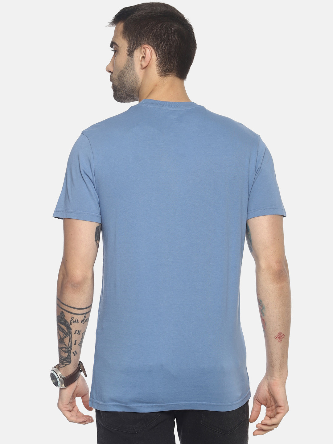 Travel Dream Mid Vel Blue Printed Men T-Shirt Wolfpack