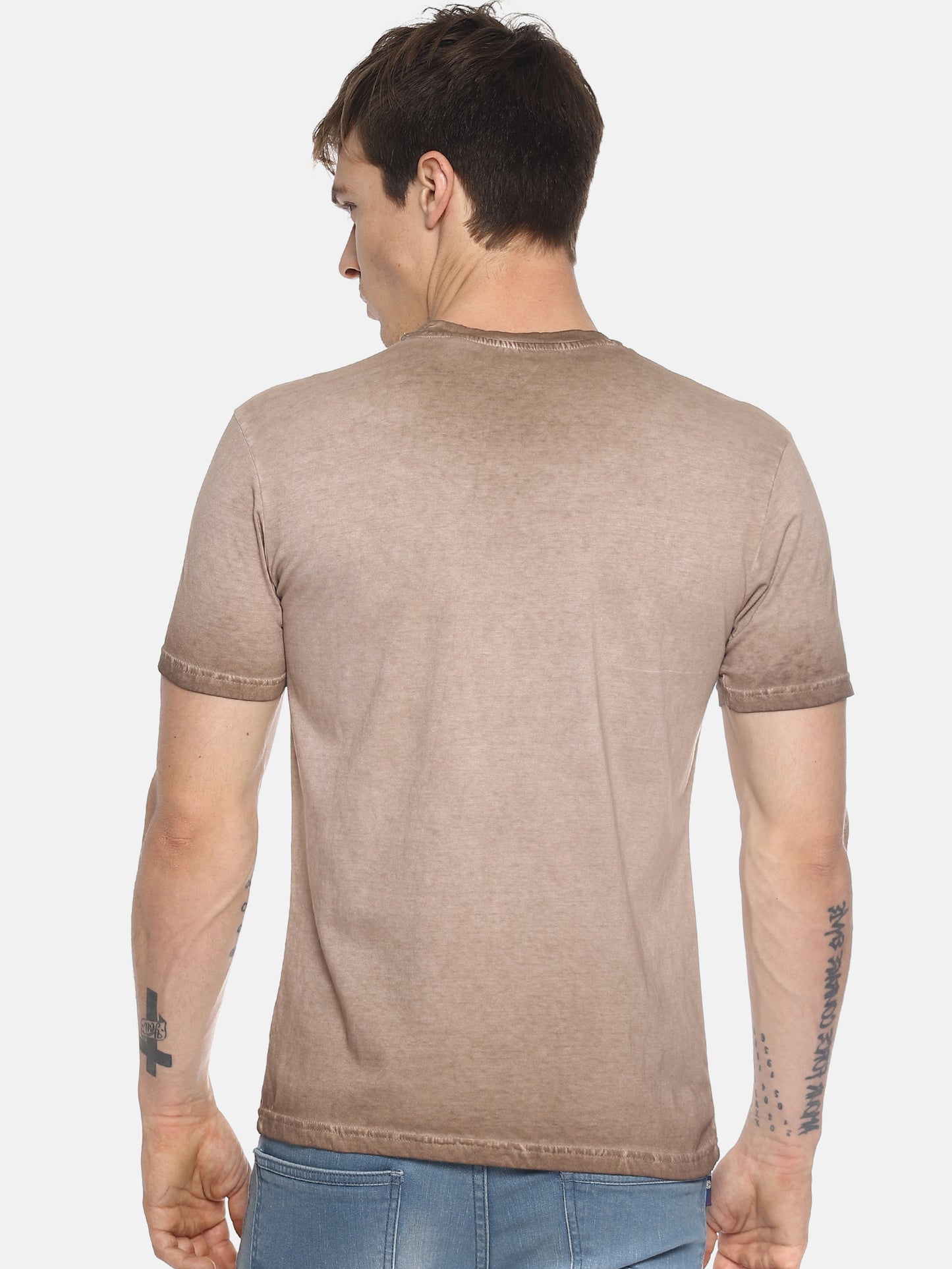 Travel Without Reason Brown Printed Men T-Shirt Wolfpack