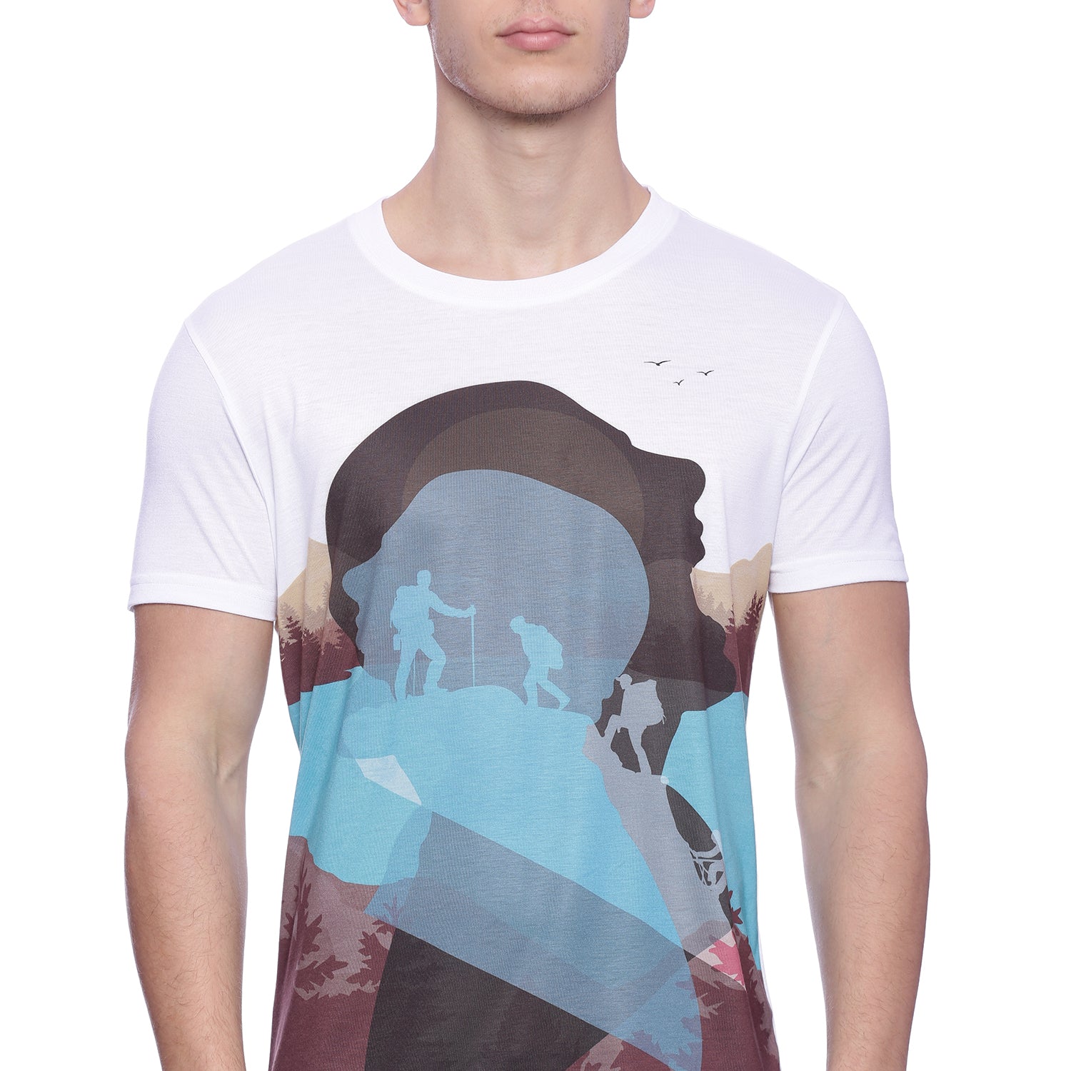 Trekking White Printed Men T-Shirt