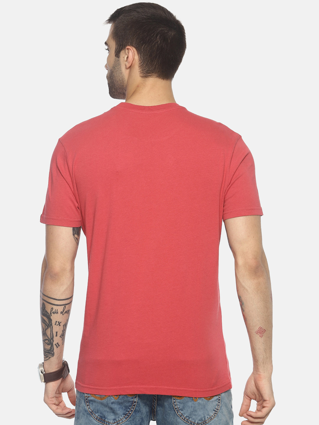 Wander the World Dark Pink Printed Men T-Shirt Wolfpack