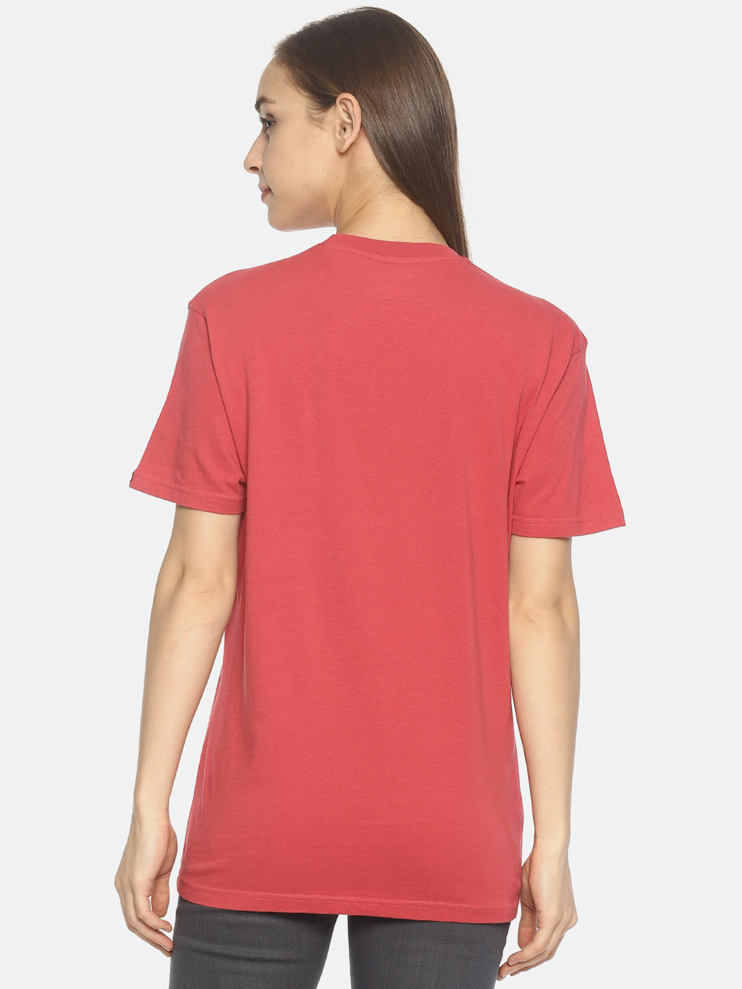 Wolfpack Wander the World Dark Pink Printed Women T-Shirt Wolfpack