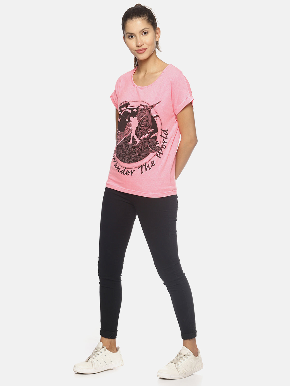 Wolfpack Women Pink Printed T-Shirt Wolfpack