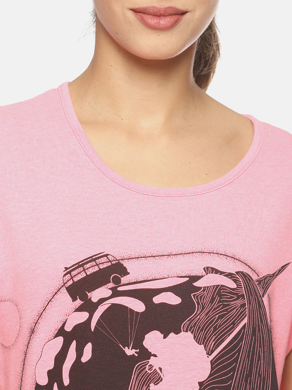 Wolfpack Women Pink Printed T-Shirt Wolfpack