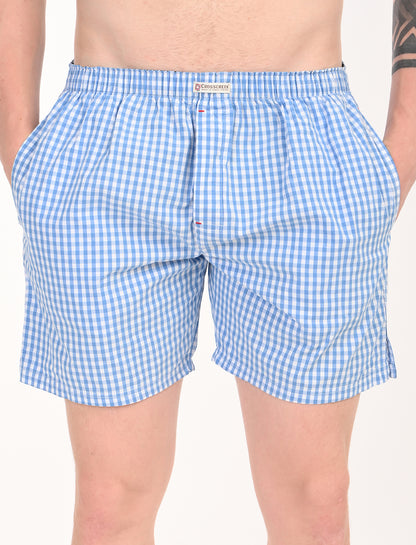 Crosscreek Men’s Boxer Shorts – Combo Pack of 2 | Gingham & Micro Print | Soft Cotton Comfort
