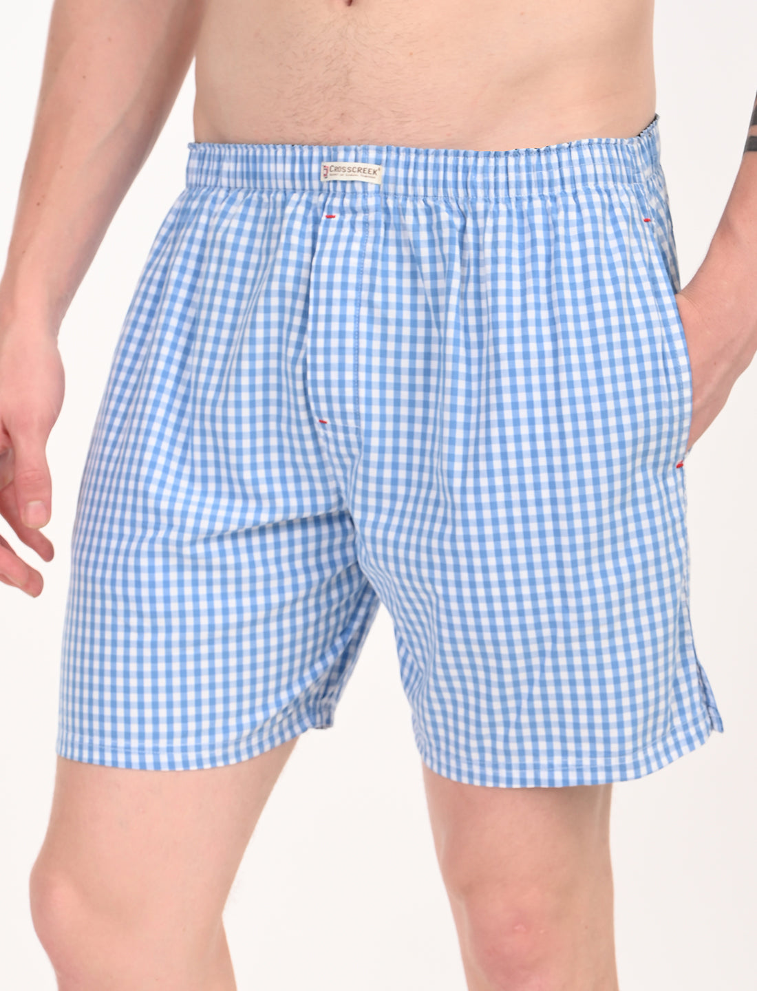 Crosscreek Men’s Boxer Shorts – Combo Pack of 2 | Gingham & Micro Print | Soft Cotton Comfort