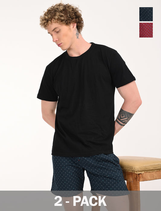 Crosscreek Men’s Boxer Shorts – 2-Pack | Navy Diamond & Maroon Geometric Prints | 100% Cotton Comfortwear