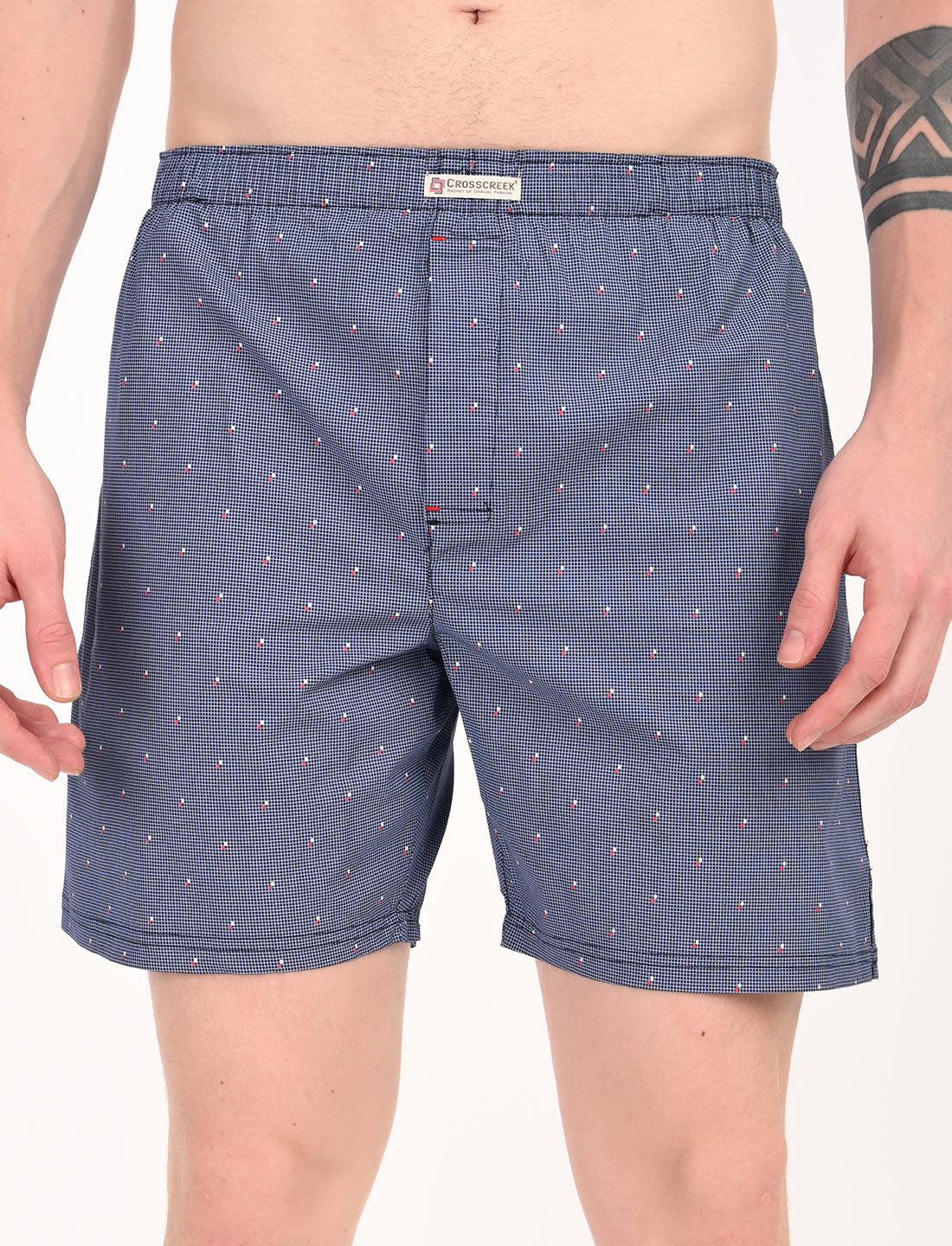Crosscreek Men’s Boxer Shorts – 2-Pack | Blue Microdot & Black Graphic Print | Soft Cotton Essentials