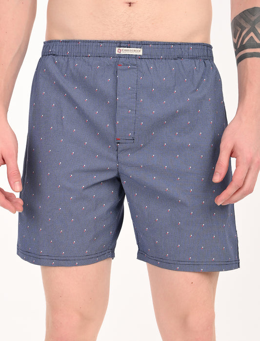 Crosscreek Men’s Boxer Shorts – 2-Pack | Blue Microdot & Black Graphic Print | Soft Cotton Essentials