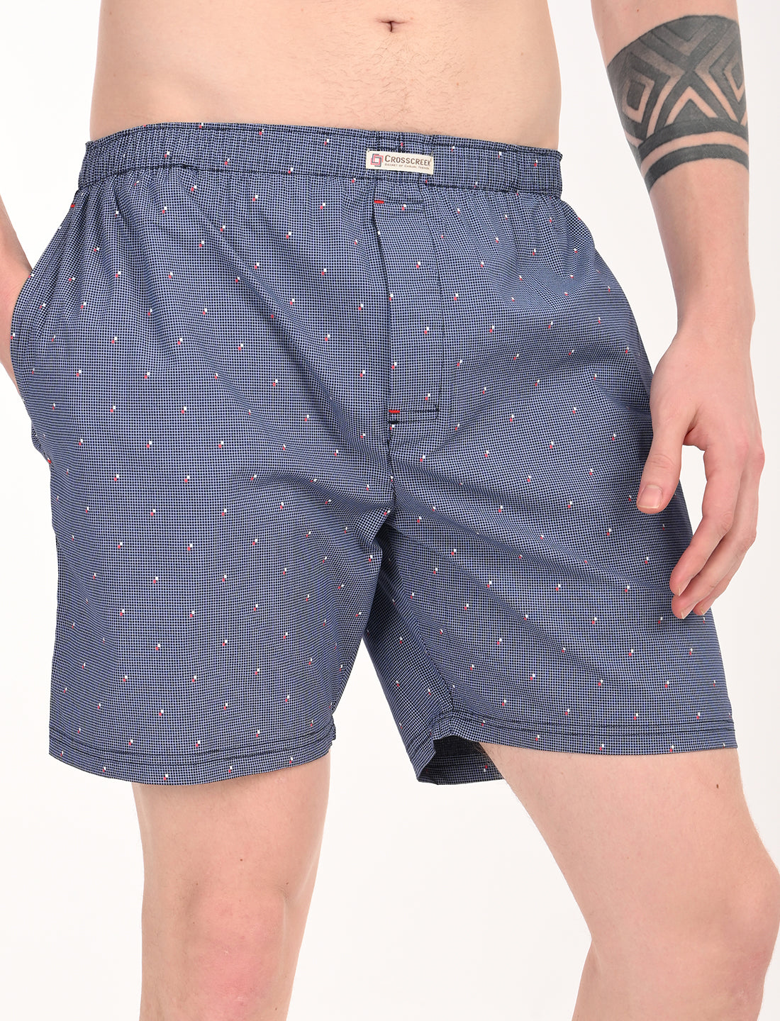 Crosscreek Men’s Boxer Shorts – 2-Pack | Blue Microdot & Black Graphic Print | Soft Cotton Essentials
