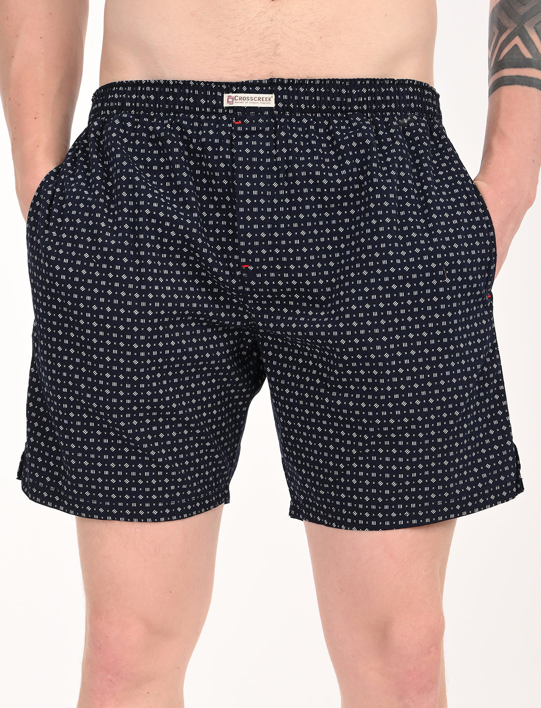 Crosscreek Men’s Boxer Shorts – 2-Pack | Blue Microdot & Black Graphic Print | Soft Cotton Essentials