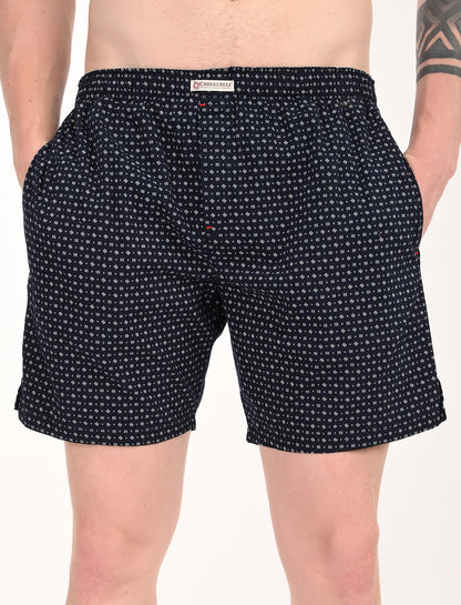 Crosscreek Men’s Boxer Shorts – 2-Pack | Blue Microdot & Black Graphic Print | Soft Cotton Essentials