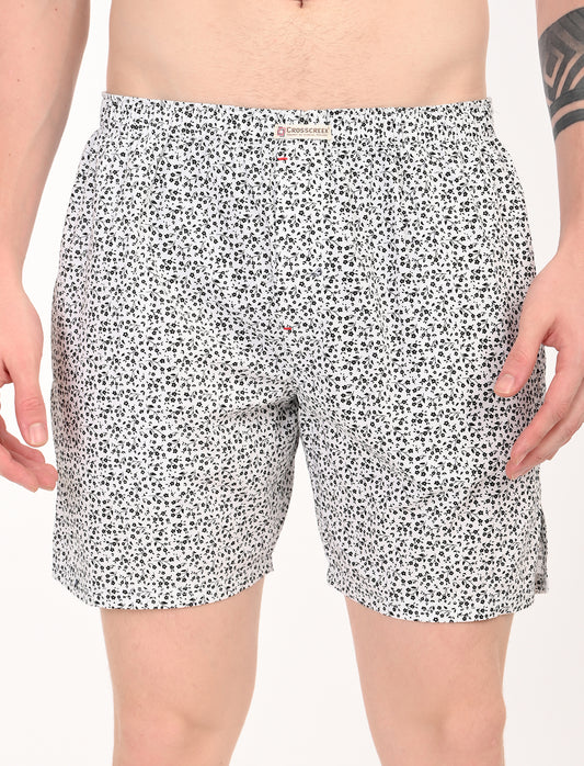 Crosscreek Men’s Boxer Shorts – 2-Pack | White Leaf & Maroon Circle Print | 100% Cotton Stylish Boxers