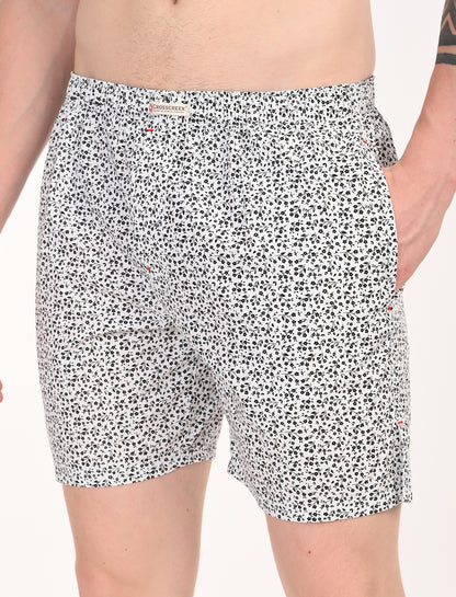 Crosscreek Men’s Boxer Shorts – 2-Pack | White Leaf & Maroon Circle Print | 100% Cotton Stylish Boxers