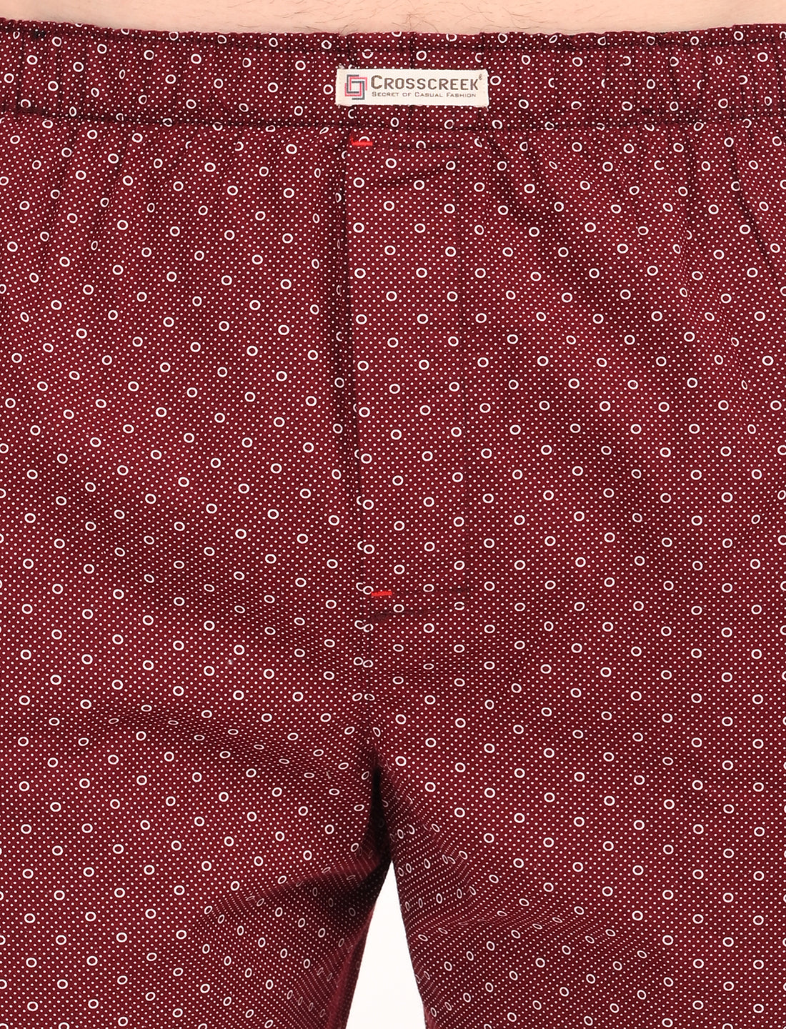 Crosscreek Men’s Boxer Shorts – 2-Pack | White Leaf & Maroon Circle Print | 100% Cotton Stylish Boxers
