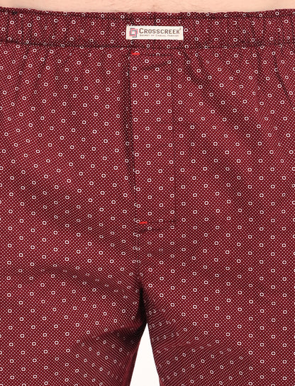 Crosscreek Men’s Boxer Shorts – 2-Pack | White Leaf & Maroon Circle Print | 100% Cotton Stylish Boxers