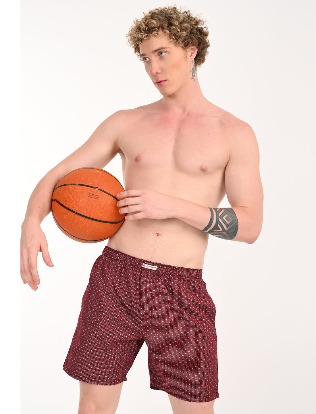 Crosscreek Men’s Boxer Shorts – 2-Pack | White Leaf & Maroon Circle Print | 100% Cotton Stylish Boxers