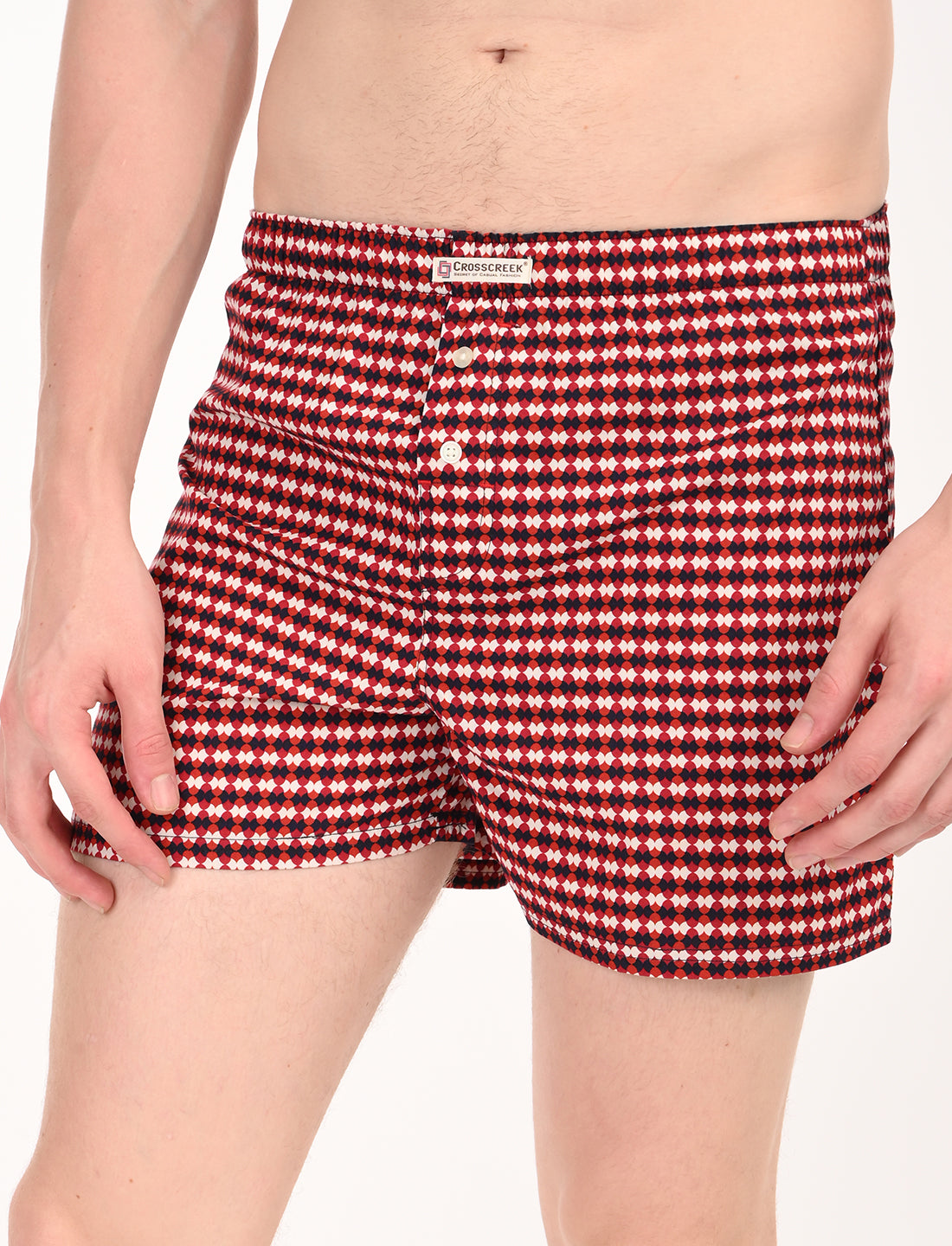 Crosscreek Men's Classic Printed Boxer Shorts - 2-Pack (No Pockets, Side Slit, Buttoned Front)