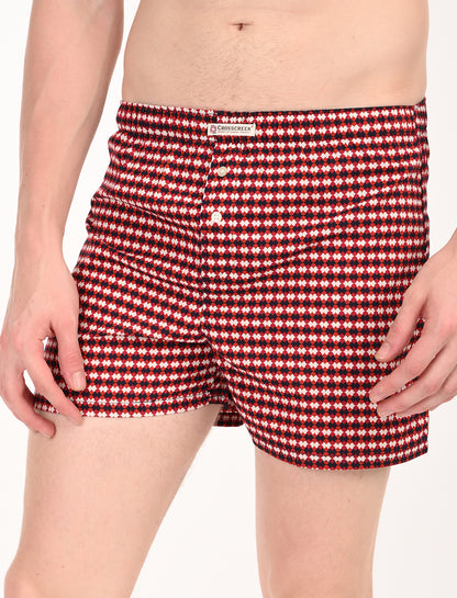 Crosscreek Men's Classic Printed Boxer Shorts - 2-Pack (No Pockets, Side Slit, Buttoned Front)