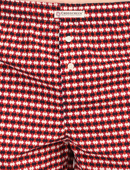 Crosscreek Men's Classic Printed Boxer Shorts - 2-Pack (No Pockets, Side Slit, Buttoned Front)
